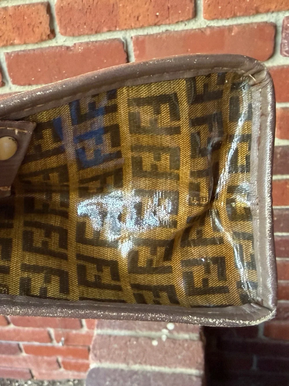 Vintage Fendi Brown Zucca Logo Clutch/Travel Pouch